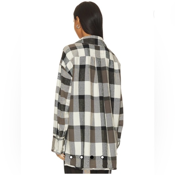 NWT Izzy Cargo Shirt in Black & Cream Free People Size Large - Picture 3 of 8